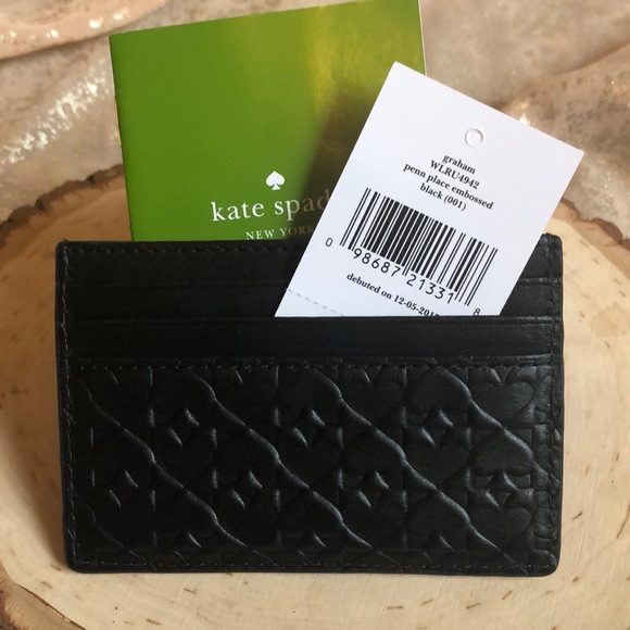 NWT KATE SPADE BLACK PENN PLACE EMBOSSED CARD CASE - Picture 3 of 4